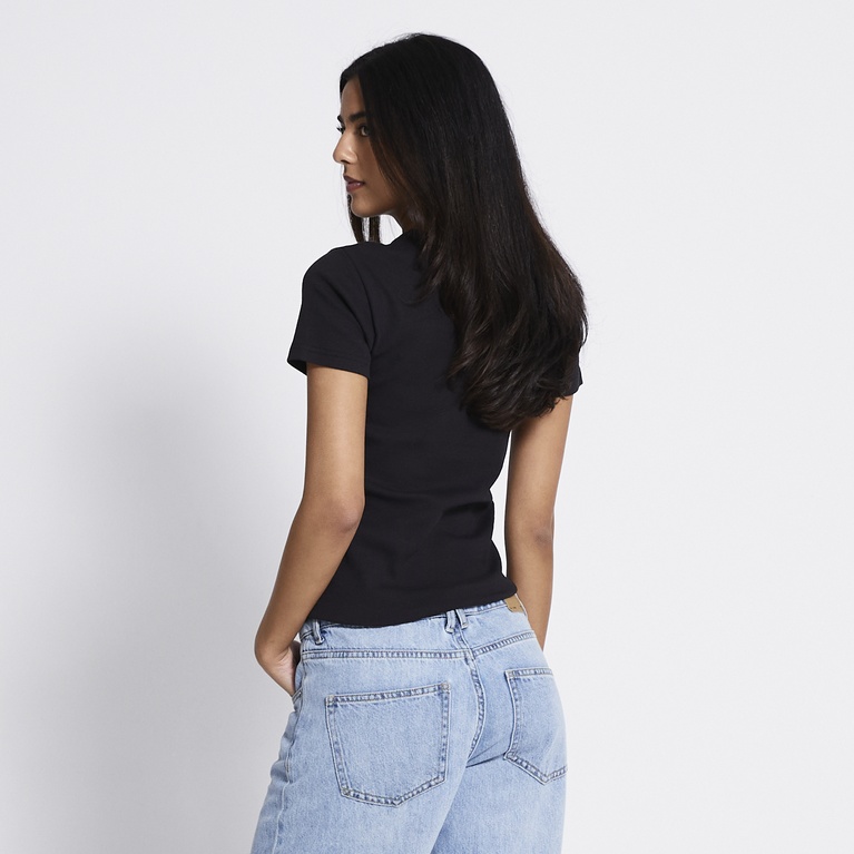 Rib tee "Alvia Rib Top" Black